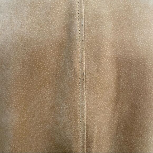 Bandolino Carmel Tan Suede 100% Leather Embroidered Blazer Jacket Size 16 - Picture 4 of 10